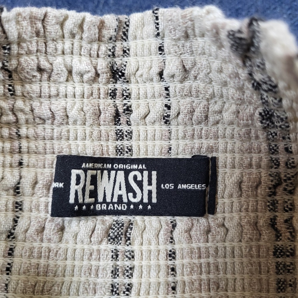 Rewash Womens XS Linen Blend Wide Leg Smocked Waist Striped Pants Beige Black - Picture 6 of 7